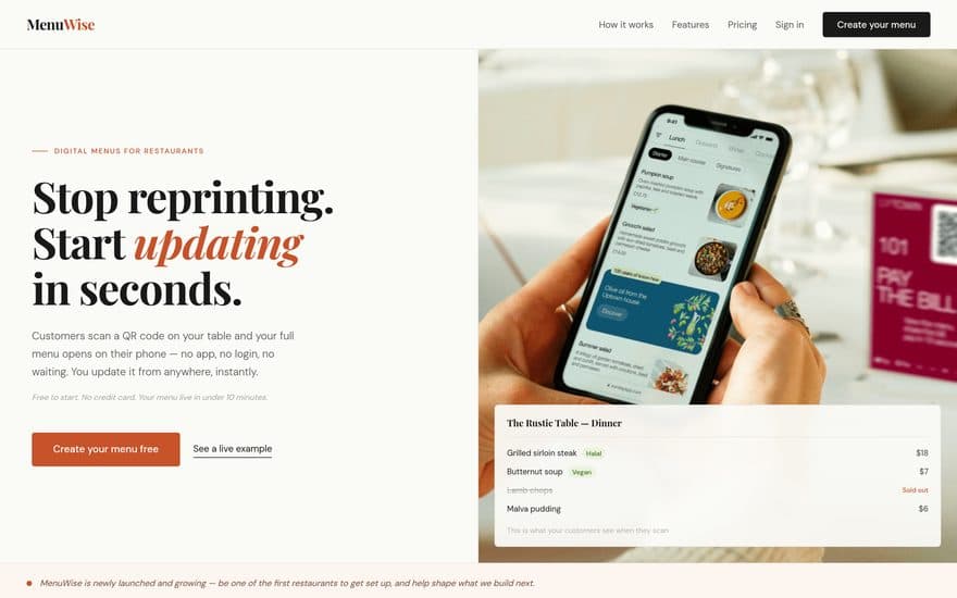 MenuWise screenshot